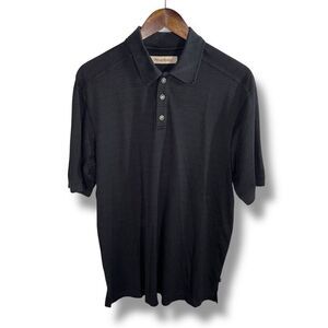 Tommy Bahama Black Knit Silk Polo Shirt Size M
